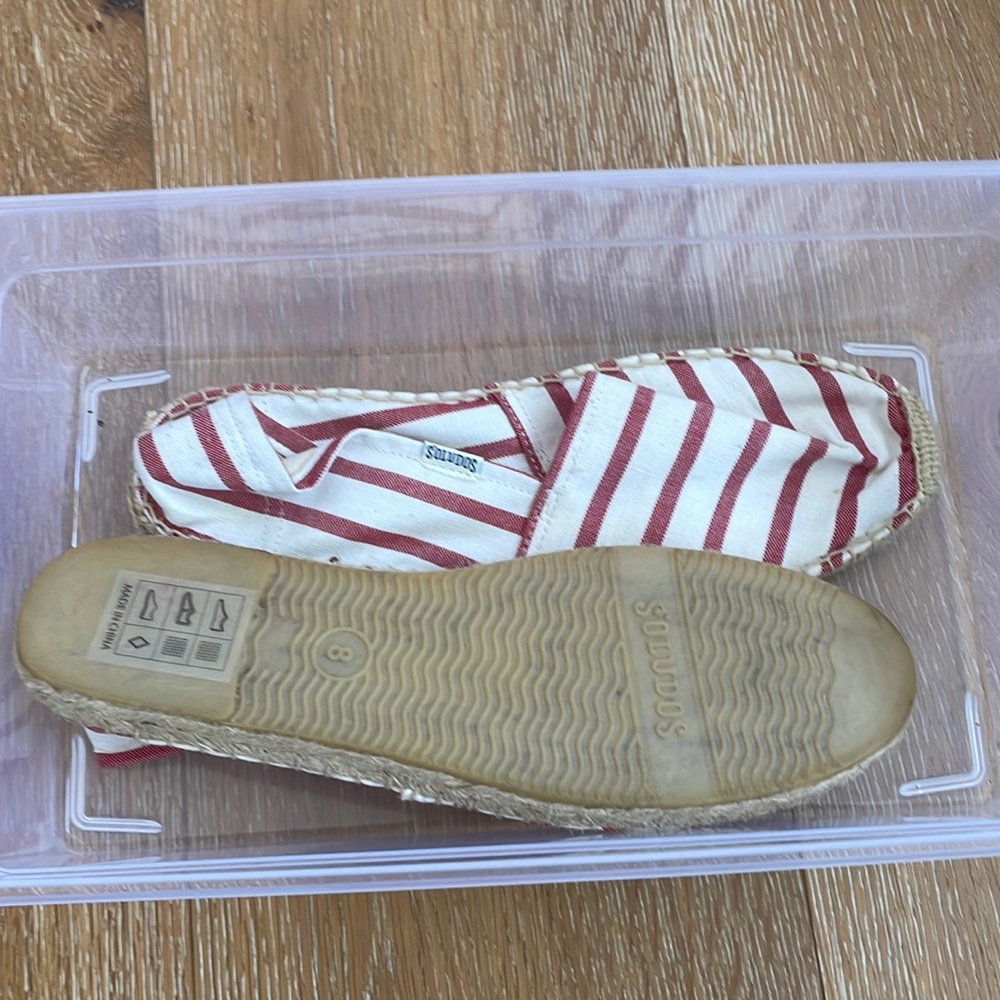 Soludos Striped Espadrille  Slip-On Shoes in Red and White